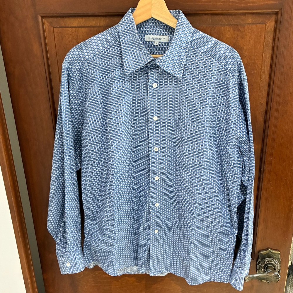 Alex Cannon Blue Patterned Button-Up Shirt